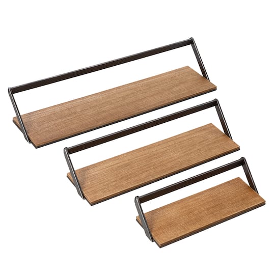Honey Can Do Floating Decorative Metal &#x26; Wood Wall Shelves, 3ct.